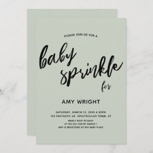 Invitación Escritura manual moderna simple Bebé Sprinkle Sage