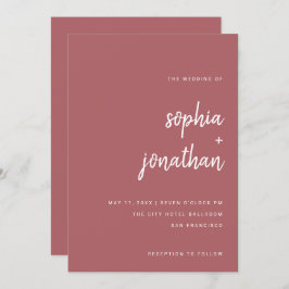 Invitación Escritura Minimalista moderna Terra Rosa | BODA