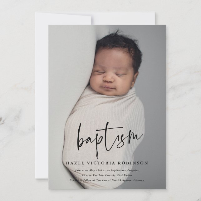 Invitación Escritura moderna Bautismo religioso y Cristianism (Anverso)