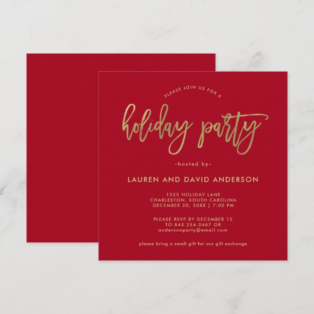 Invitación Escritura moderna celebración de días festivos (Anverso / Reverso)