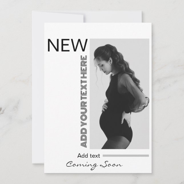 Invitación Escritura moderna tipografía simple foto embarazo  (Anverso)