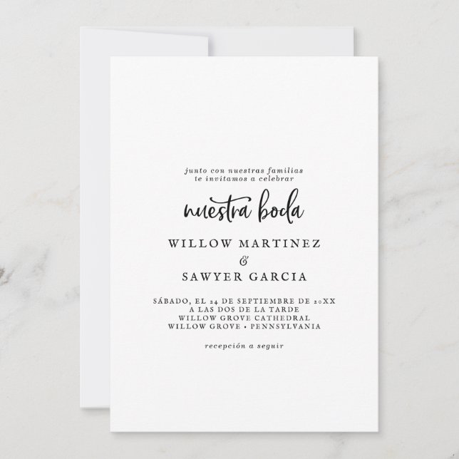 Invitación Escritura Rusa Nuestra Boda Española (Anverso)