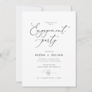 Invitación escritura simple y elegante en blanco y negro
