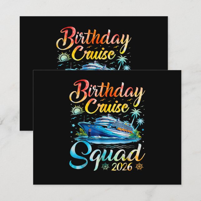 Invitación Escuadrón de crucero de cumpleaños 2026 (Anverso / Reverso)