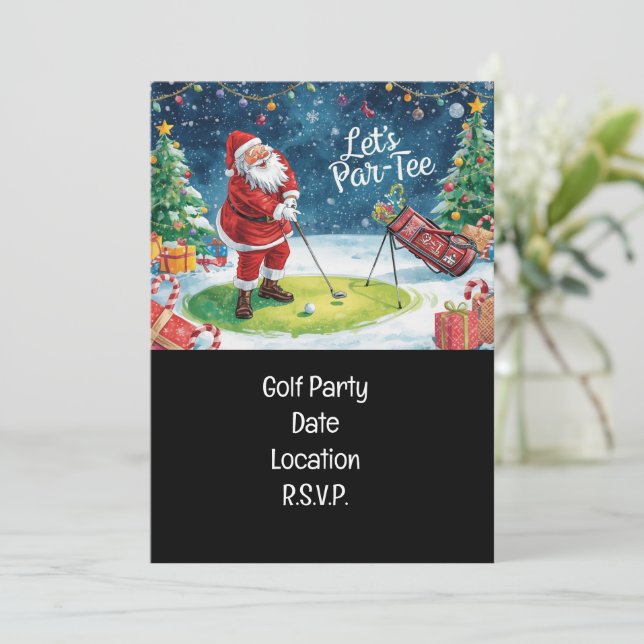 Invitación Escuadrón de Navidades del fiesta del Golf Par Tee (Anverso de pie)