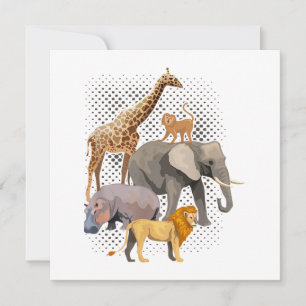 Invitación Escuadrón Safari Africano Animales Graciosos Zooló