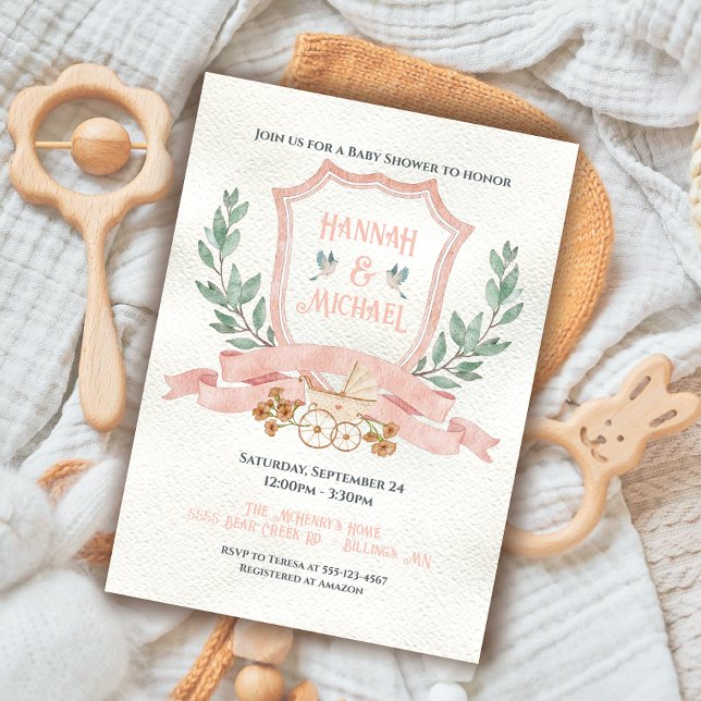 Invitación Escudo acuático Baby Pink Shower (Subido por el creador)
