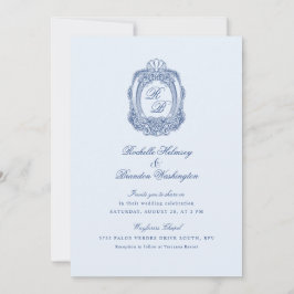 Invitación Escudo barroco Boda azul francés II
