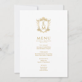 Invitación Escudo Boda de oro floral Monograma