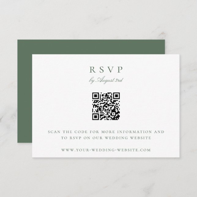 Invitación Escudo botánico Monograma Código QR Boda RSVP (Anverso / Reverso)