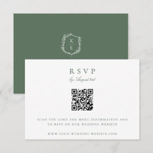 Invitación Escudo botánico Monograma Código QR Boda RSVP