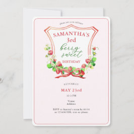 Invitación Escudo Bow Berry Sweet Watercolor Cualquier Edad C