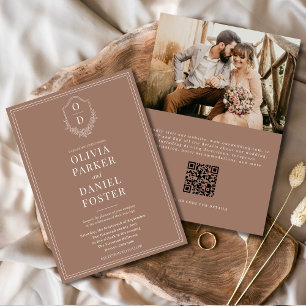 Invitación Escudo Clásico de Código QR Boda de fotografía Moc