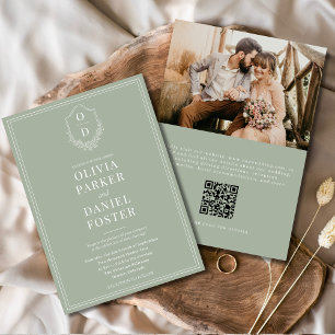 Invitación Escudo Clásico de código QR Boda de fotografía ver