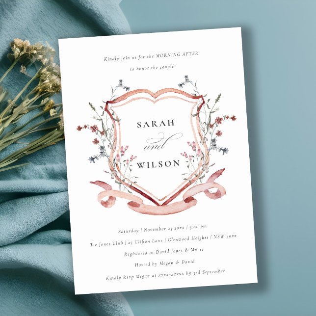 Invitación Escudo de acuarela de flores silvestres rosadas de (Subido por el creador)