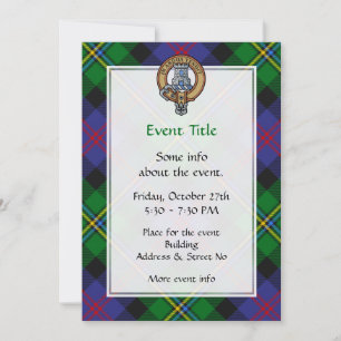 Invitación Escudo de armas del Clan Malcolm sobre tartán