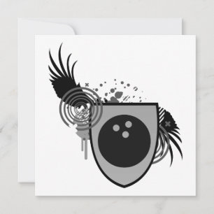Invitación escudo de boliche de alta fidelidad