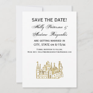 Invitación Escudo de Castillo Heráldico Vintage #2 Falso Oro