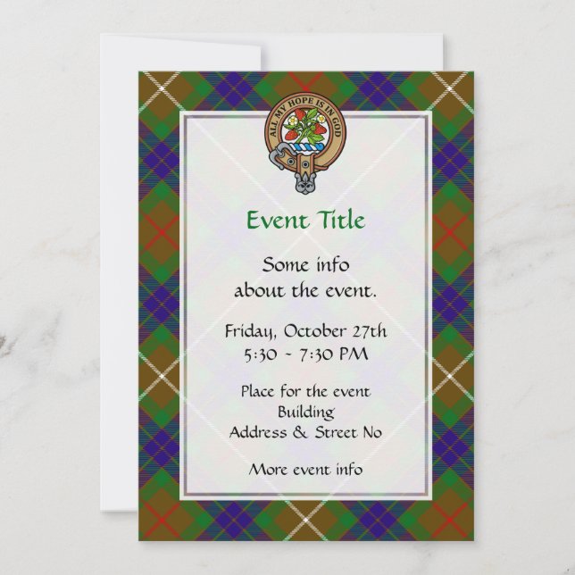 Invitación Escudo de Clan Fraser sobre la caza de la invitaci (Anverso)