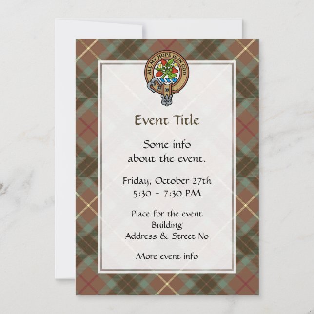 Invitación Escudo de Clan Fraser sobre la caza del tartán (Anverso)