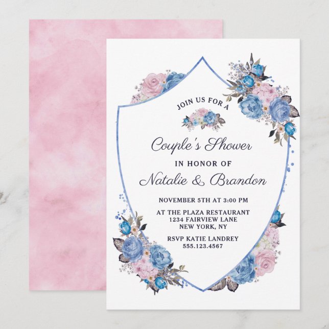 Invitación Escudo de encanto parisino ducha de matrimonio de  (Anverso / Reverso)