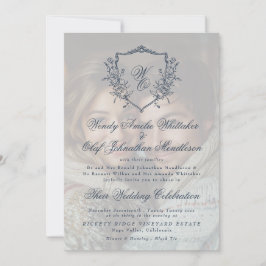 Invitación Escudo de época crema y Boda de fotografía de supe