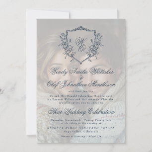 Invitación Escudo de época crema y Boda de fotografía de supe