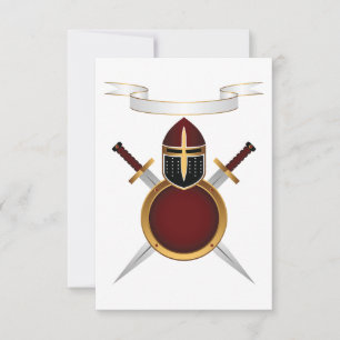 Invitación Escudo de espadas del casco del Escudo Knight medi