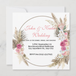 Invitación Escudo de flores | Rústico Boda floral de Kraft Ci