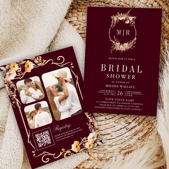 Invitación Escudo de flores silvestres Código QR Código Ducha (Subido por el creador)