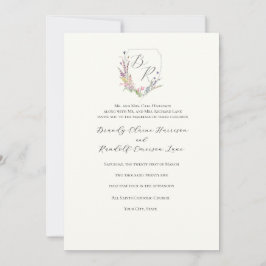 Invitación Escudo de flores silvestres de color agua