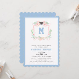 Invitación Escudo de Graduación Grandmillennial Coquette Ribb