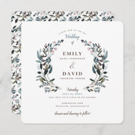 Invitación Escudo de jardín | Boda de la plaza floral azul bl