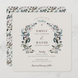 Invitación Escudo de jardín | Eggshell | Boda cuadrado