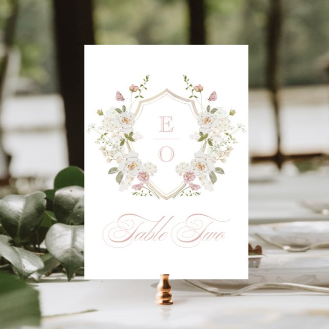 Invitación Escudo de monograma blanco de Rubor romántico Núme (Subido por el creador)