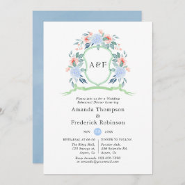 Invitación Escudo de Monograma Floral Boda Ensayo Cena
