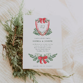 Invitación Escudo de navidades | Boda rojo y verde caprichoso