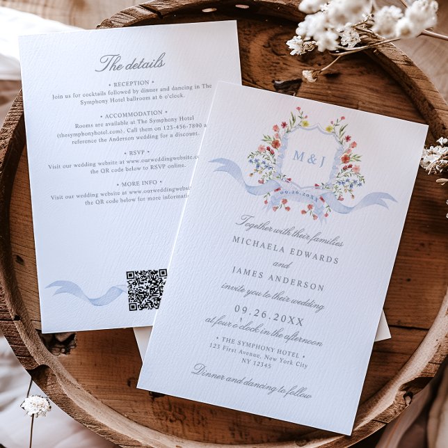 Invitación Escudo de Regencia de Acuarela Todo En Un Boda QR (Subido por el creador)