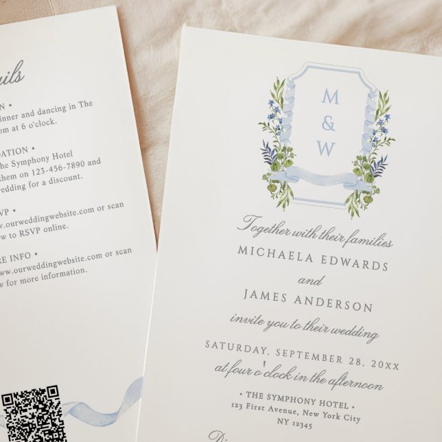 Invitación Escudo de Regencia de Acuarela Todo En Un Boda QR (Subido por el creador)