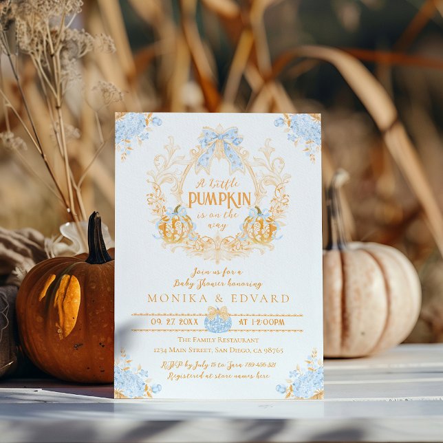 Invitación Escudo de toile de calabaza Elegant Boy Baby Showe (Subido por el creador)