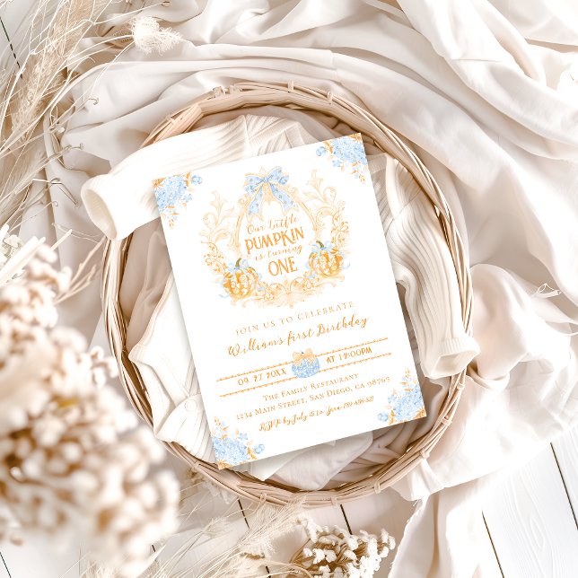 Invitación Escudo de toile de calabaza elegante niño primer c (Subido por el creador)