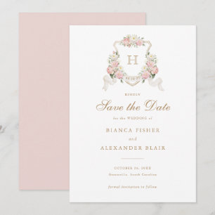 Invitación Escudo de vegetación de hidrangea blanca Guardar f