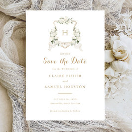 Invitación Escudo de vegetación de hidrangea blanca Guardar f