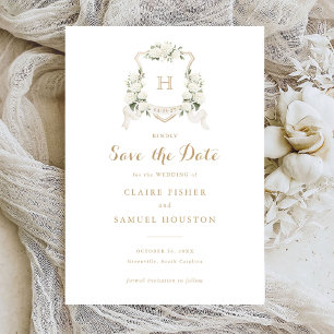 Invitación Escudo de vegetación de hidrangea blanca Guardar f