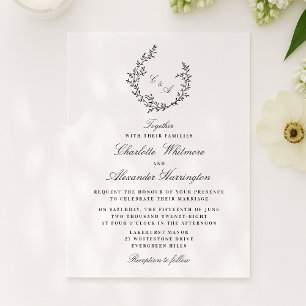 Invitación Escudo del follaje Viejo Dinero Estético, gris osc