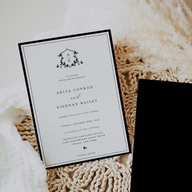 Invitación Escudo del Monograma de Vines sin tiempo (Subido por el creador)