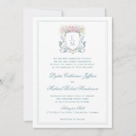 Invitación Escudo elegante con Rosas | Boda de monograma