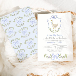 Invitación Escudo floral azul de la piel de gallina