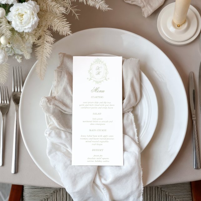 Invitación Escudo floral clásico Boda menú de cena (Subido por el creador)