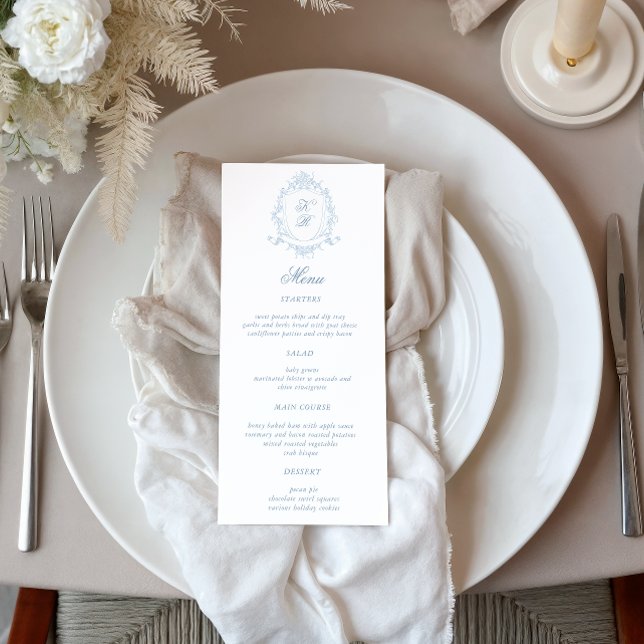 Invitación Escudo floral clásico Boda menú de cena (Subido por el creador)